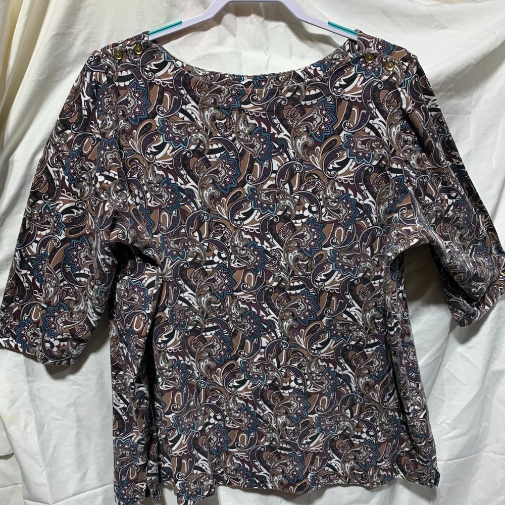 Jessica London Burgundy Print Blouse - size 22/24